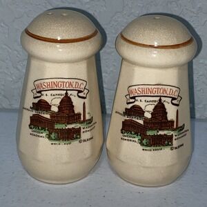 VTG Silberne Salt And Pepper Shakers Set Washington DC Monument White House